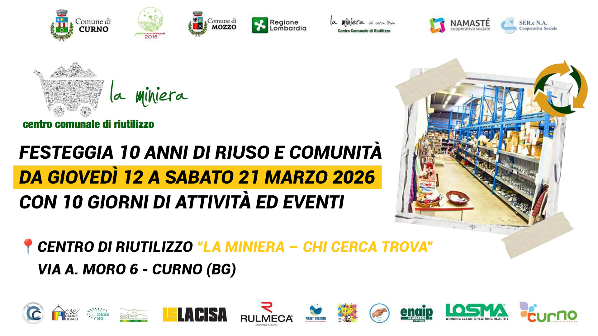 Miniera Curno per i 10 anni, ‘Un compleanno che parla di futuro’